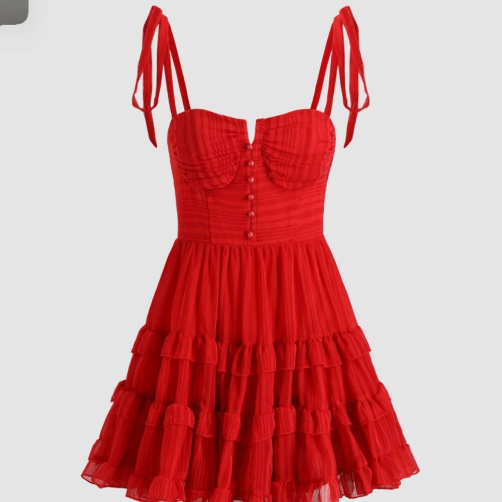 Beetlejuice Lydia's Iconic Ruffled Red Dress